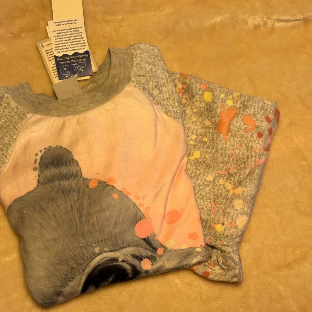 Jellifish Kids Bulldog Pajama Set Girls Large 10/12 2 Piece